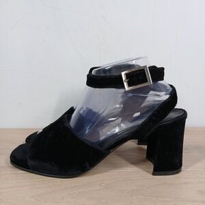 Luca B for Calico Heeled Sandals Womens 9M Black Leather Ankle Strap Block
